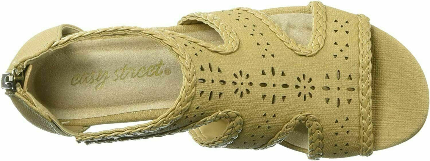 Easy Street Women's Beige Linen Thelma Dress Casual Sandal Size 8.5M