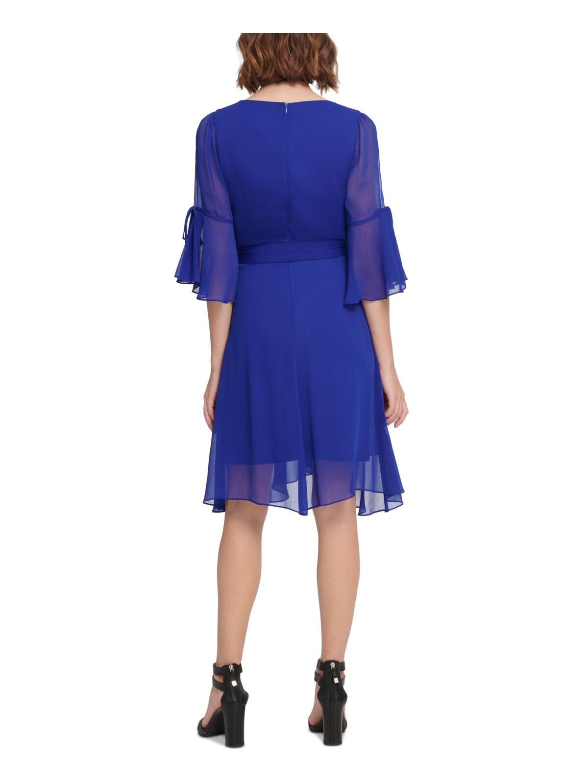 dkny blue wrap dress DKNY Womens Navy Floral Hi-Low Midi Wrap Dress Plus 22W (w/ Defects)