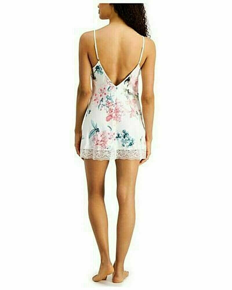 Linea Donatella Noralee Lace-Trim Chemise Floral Nightgown Size M
