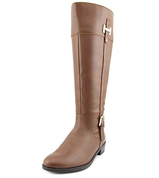 Karen Scott Womens Deliee 2 Faux Leather Riding Boots Brown 6.5 Medium (B,M)  Wide Calf