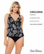 Swim Solutions Spotted Leaves Printed Underwire Tankini Top Size 10