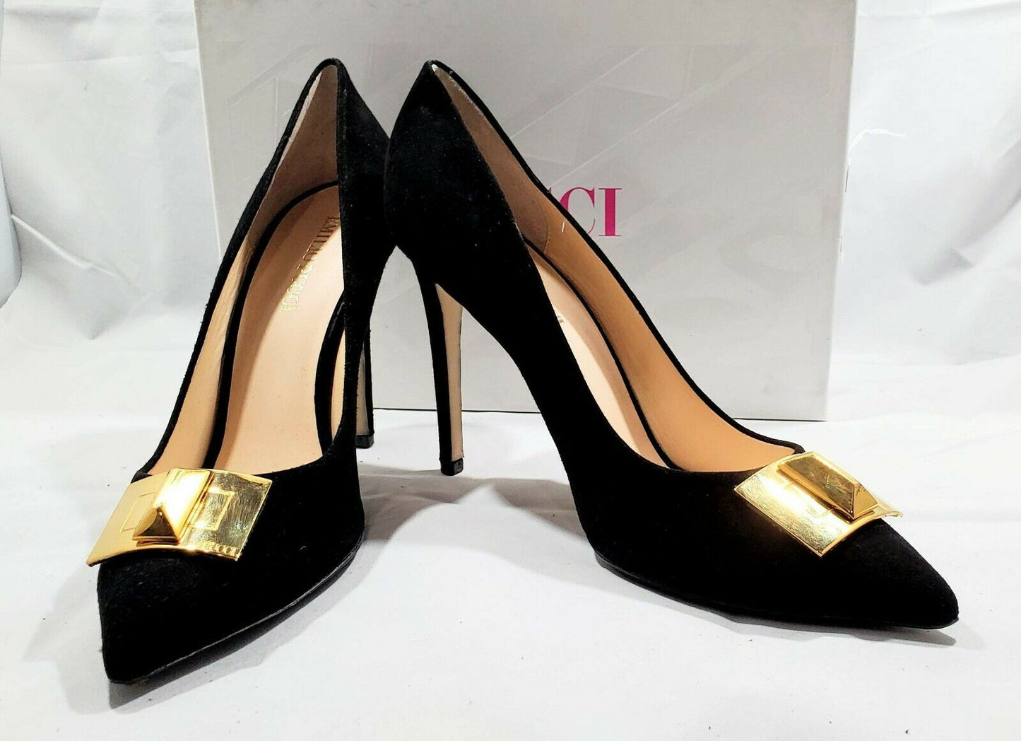 Emilio Pucci Black Suede Turnlock Pumps    Size: 40 (10 US)