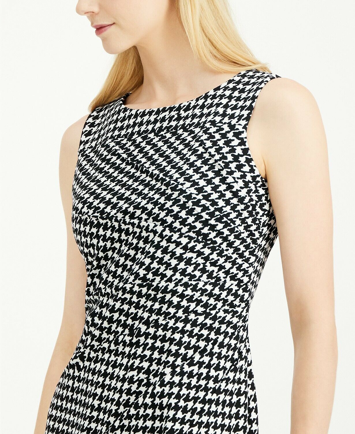 Calvin Klein Houndstooth Sheath Dress  Color Black/White Size 2