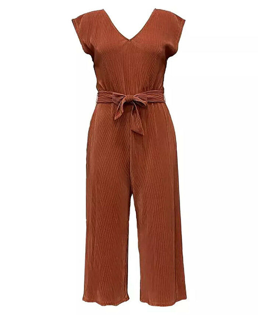 T.D.C. Topson Women's Belted Jumpsuit  Color Rust Copper Size L