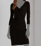 Lauren Ralph Lauren Women's Houndstooth Pleated Jersey Dress  Color Black Size 12