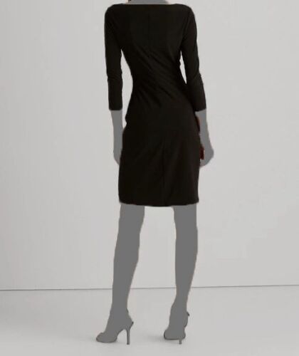 Lauren Ralph Lauren Women's Houndstooth Pleated Jersey Dress  Color Black Size 12