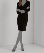 Lauren Ralph Lauren Women's Houndstooth Pleated Jersey Dress  Color Black Size 12