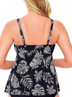 Swim Solutions Spotted Leaves Printed Underwire Tankini Top Size 10