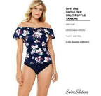 Swim Solutions Separates Off Shoulder Tankini Top Size 8