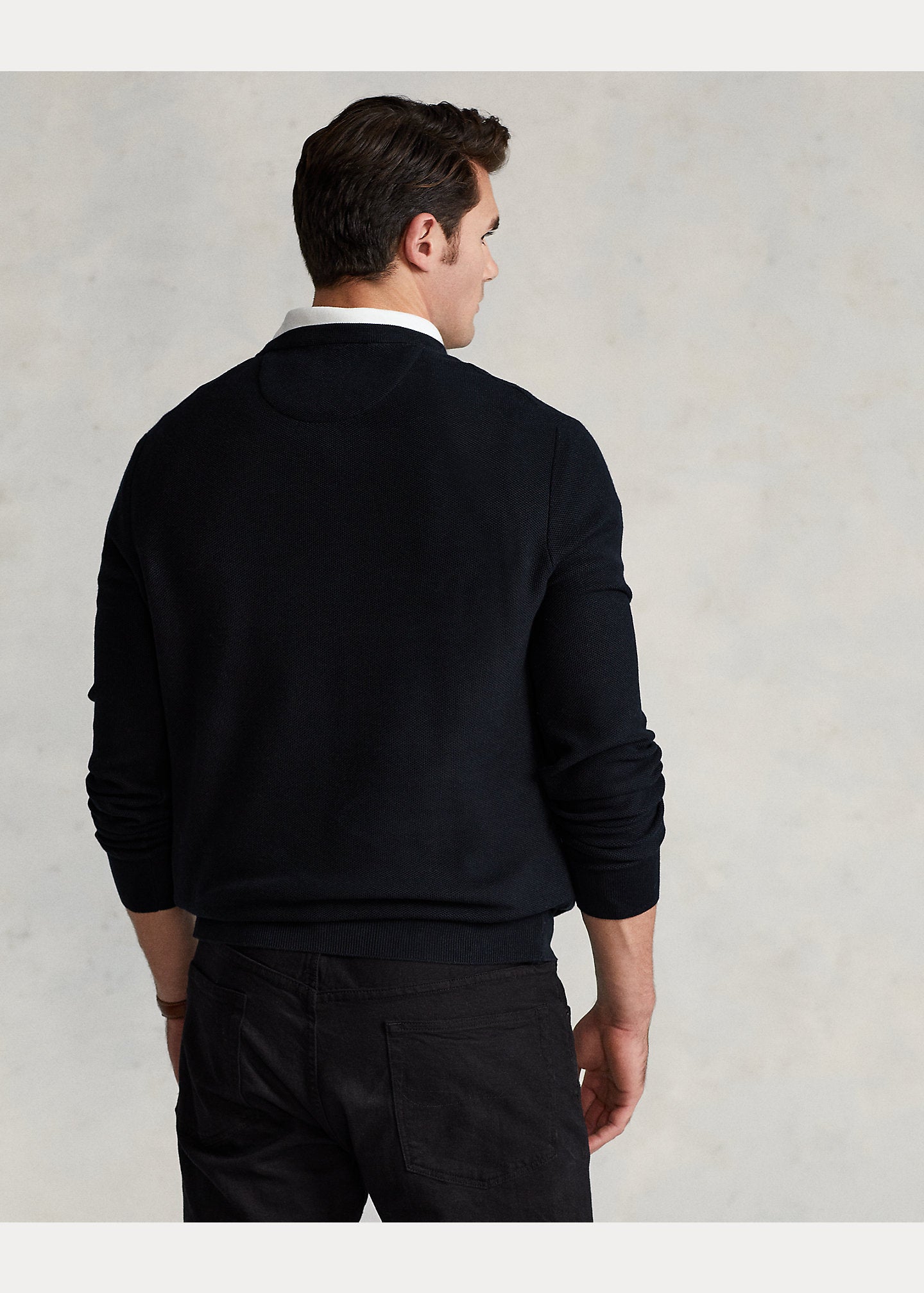 Polo Ralph Lauren Men's Mesh-Knit Cotton Crewneck Sweater  Color Black Size S