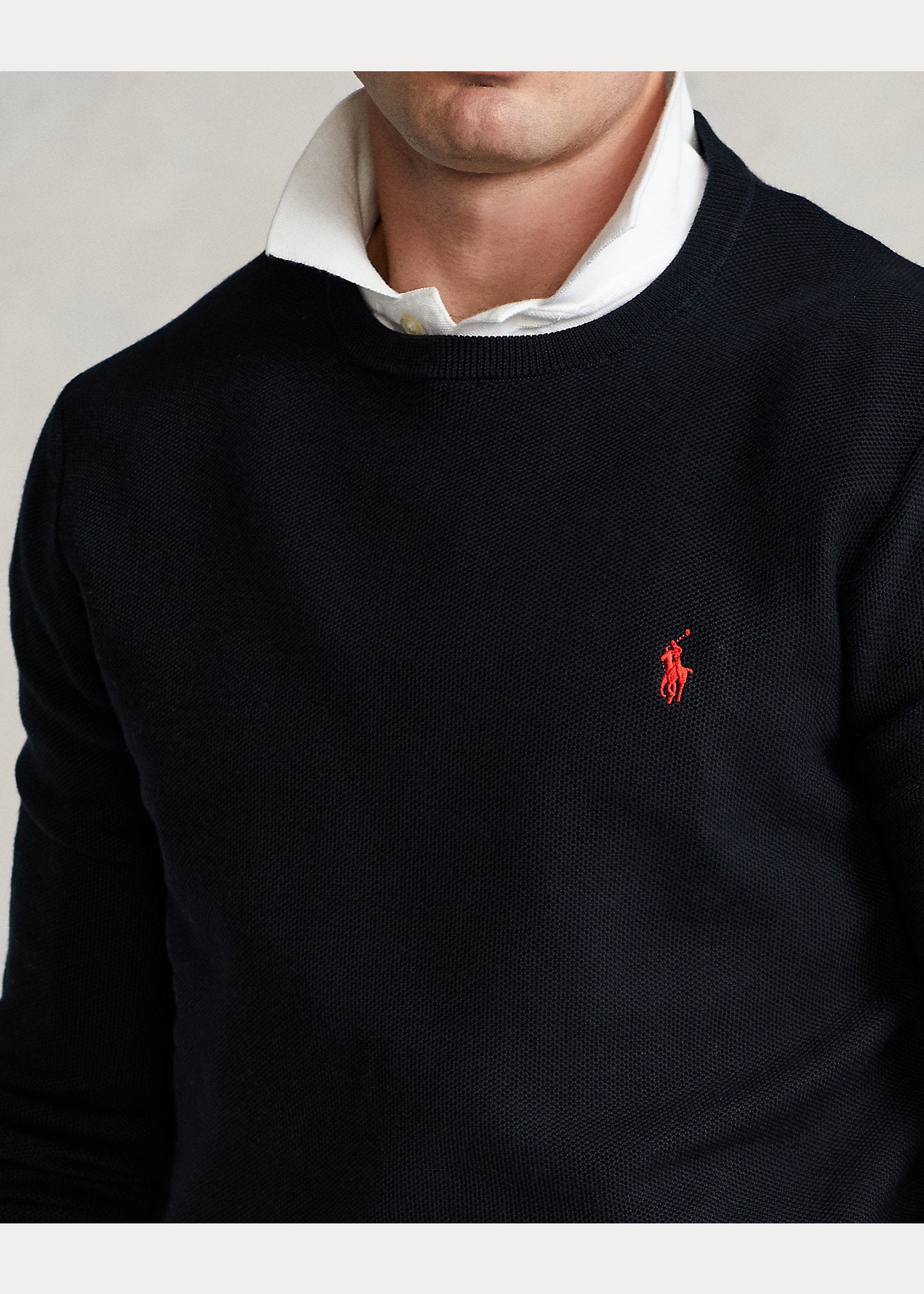 Polo Ralph Lauren Men's Mesh-Knit Cotton Crewneck Sweater  Color Black Size S