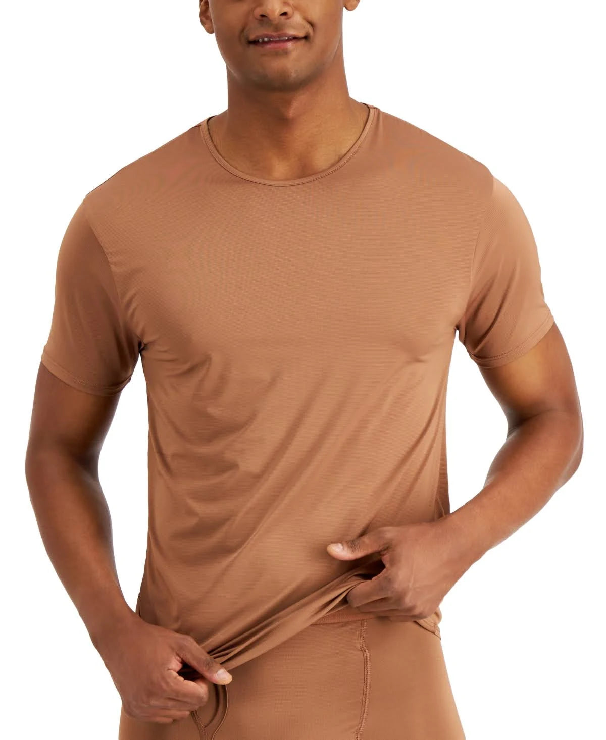 ALFANI Men's Air Mesh Undershirt  Color Brown Size L